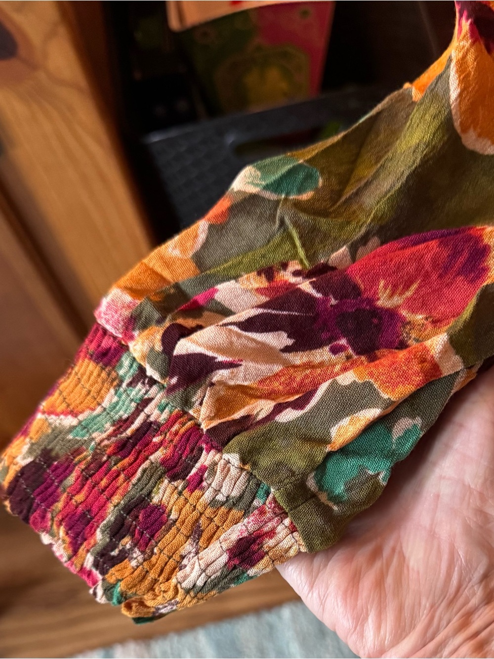 easel NWT Floral Tiered Long Sleeve Mock Neck Dress - Olive, Pink, Mustard - Picture 3 of 6